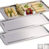 Relaxdays 10030060_60 Serving Plate, Set of 3 45.5 x 22 cm, Silver
