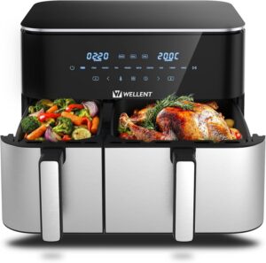 Air Fryer Wellent DUAF-LR1-001 11L with Double Basket (4+7L), Air Fryer XXL 2600W
