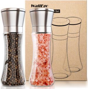 Salt and Pepper Grinder Set, Adjustable Coarseness Coarse & Fine Salt Shakers