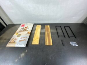 Alternative view of Metaltex York Lava 2 Tier Spice Rack - Acacia Wood Metal Black